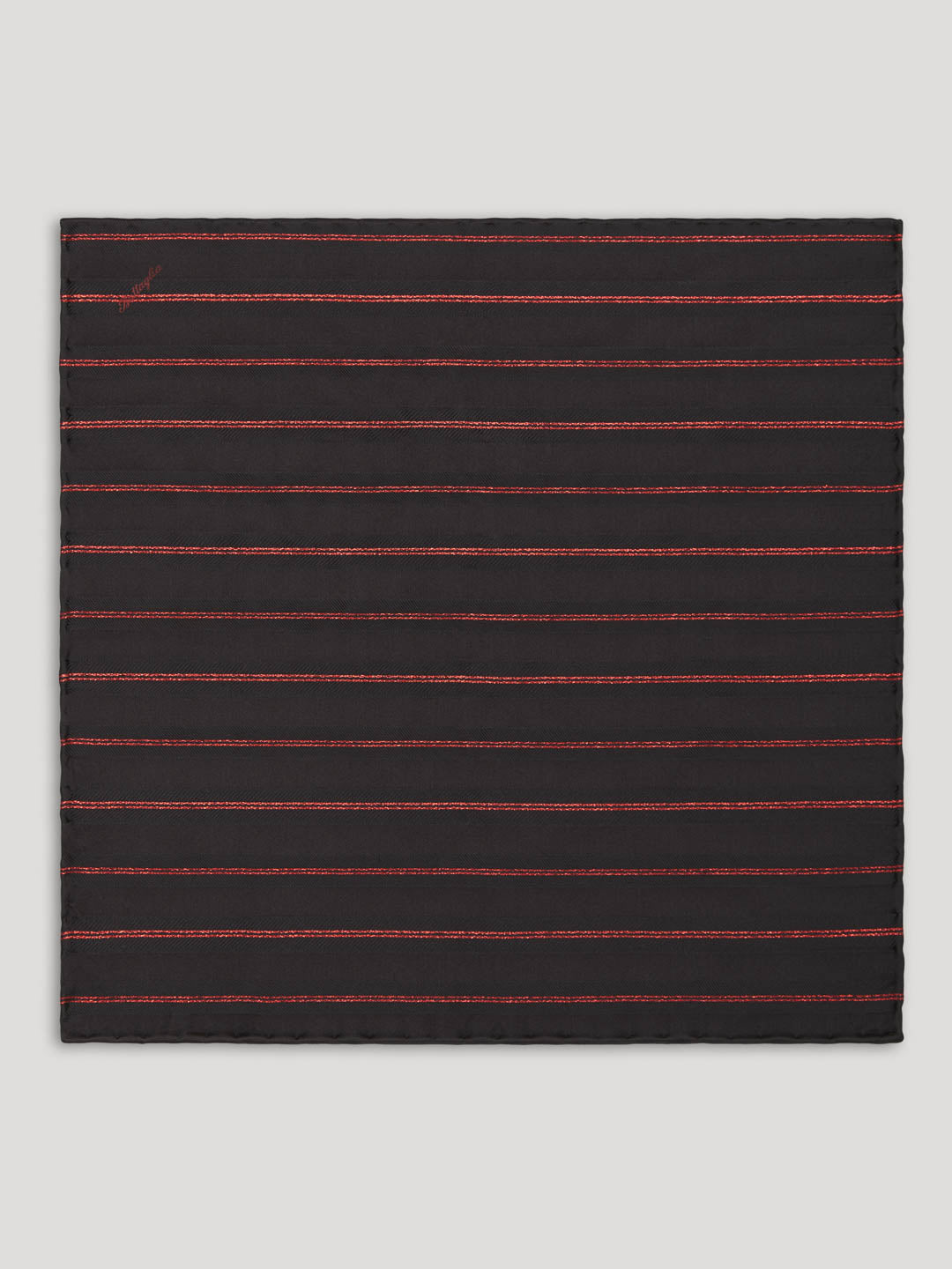 Black handkerchief with red stripes. 