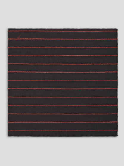 Black handkerchief with red stripes. 