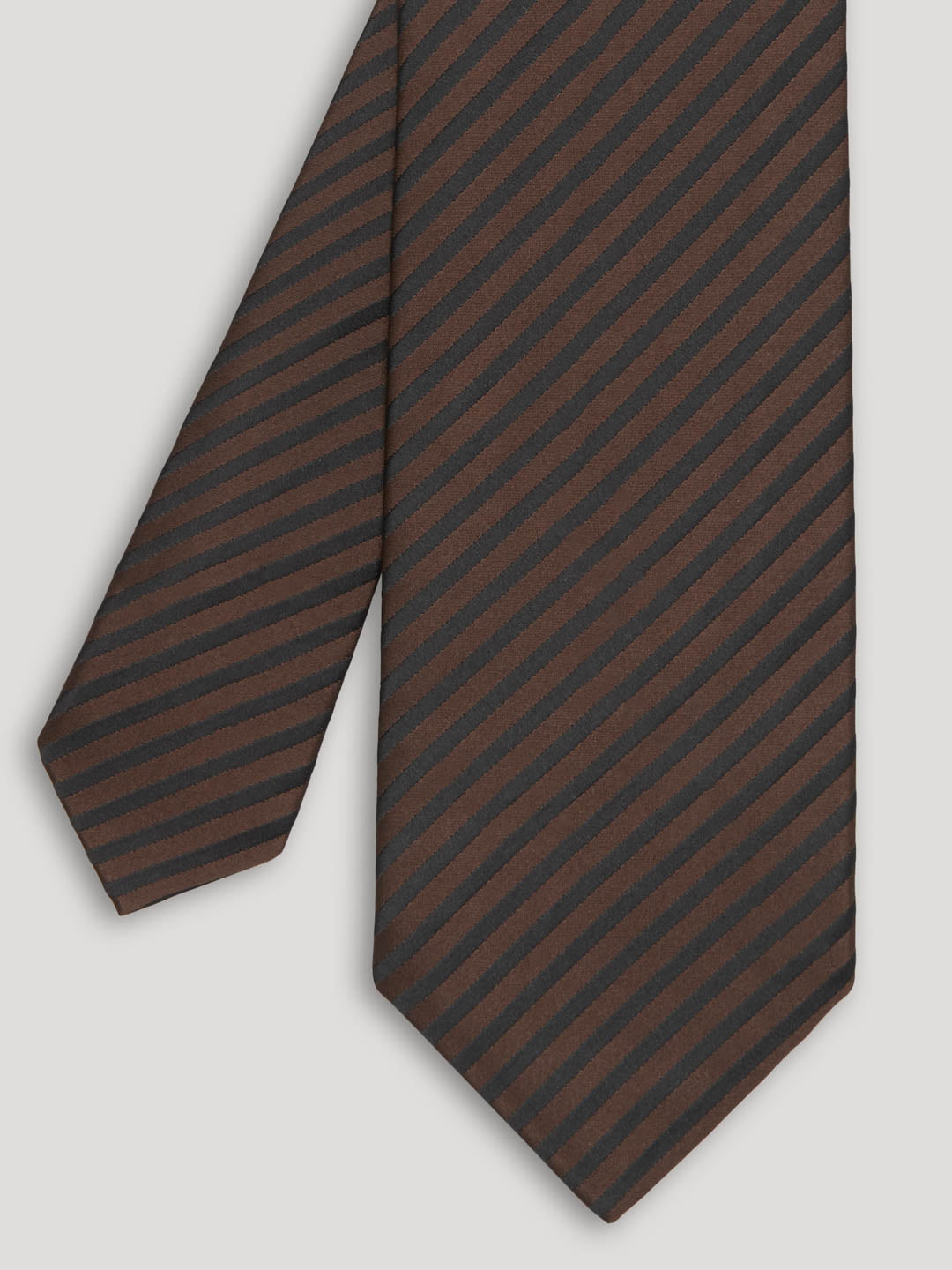 Black and brown striped silk tie. 