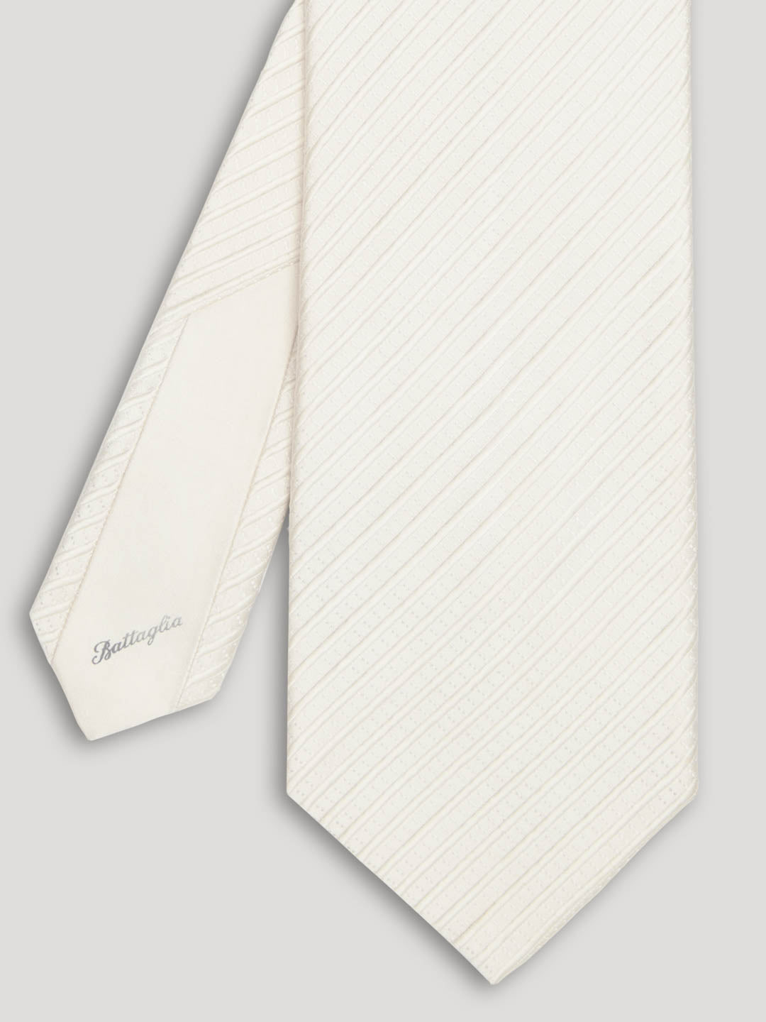 white striped tie. 