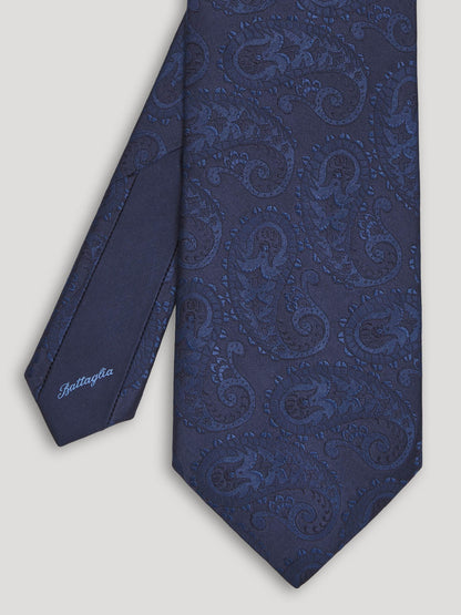 Blue paisley tie. 