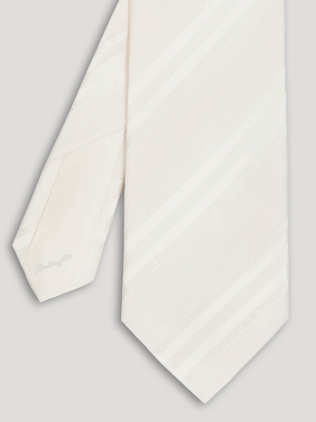 White stripe silk tie. 