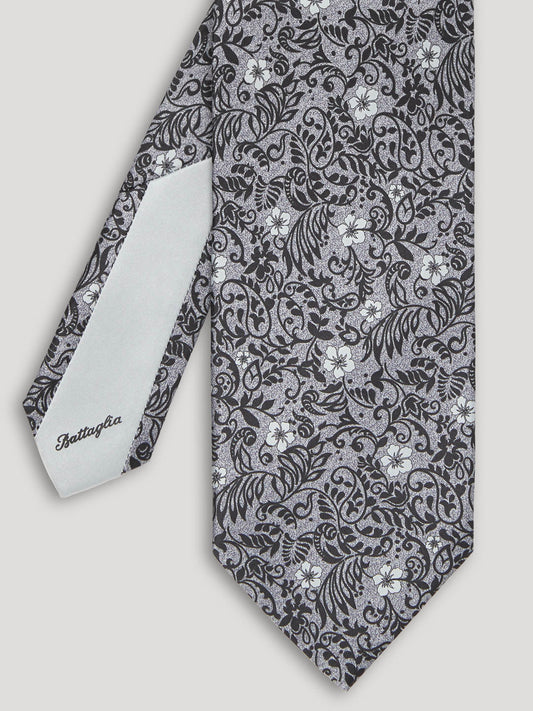 Black and silver floral tie.