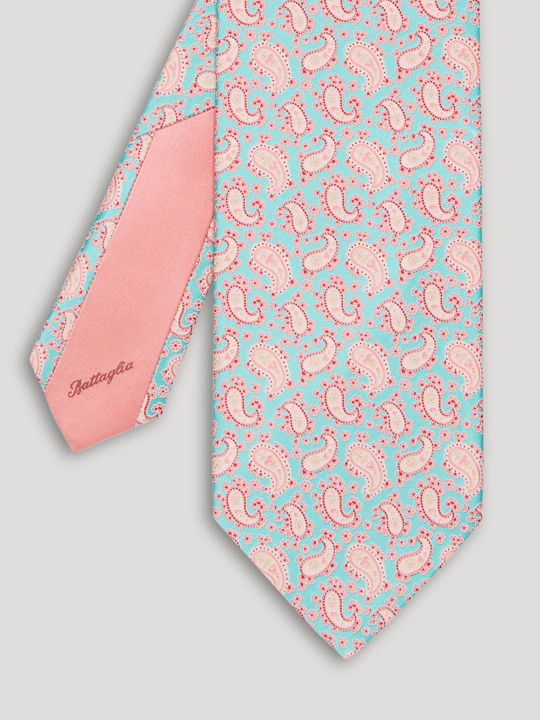 Baby pink and light blue paisley tie.  