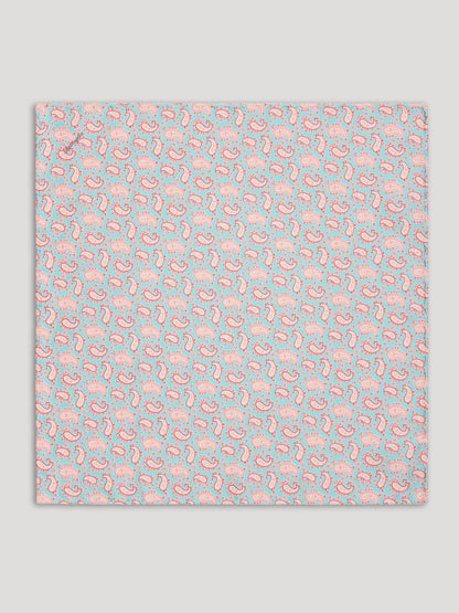 Baby pink and light blue paisley handkerchief. 