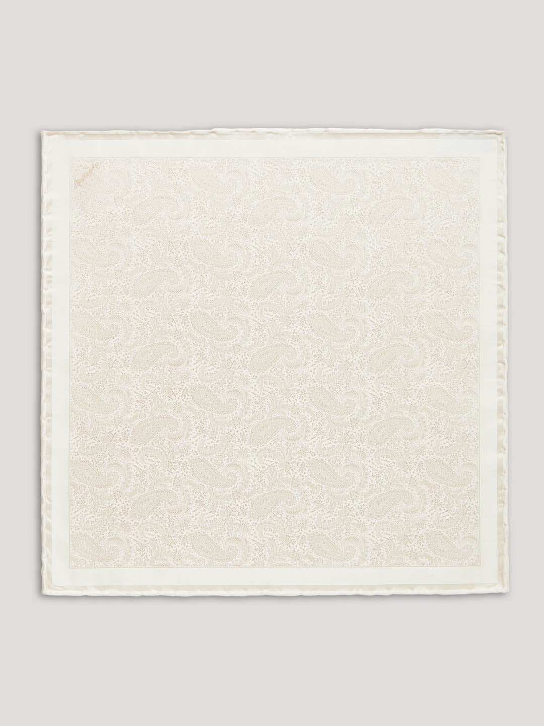 Cream white paisley silk handkerchief. 